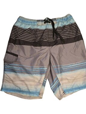 Kanu Surf Blue Gray Striped Men's Board Shorts Size M